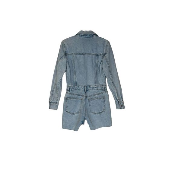 Zara Denim Jumpsuit Long Sleeve Shorts | Size S - Picture 3 of 11